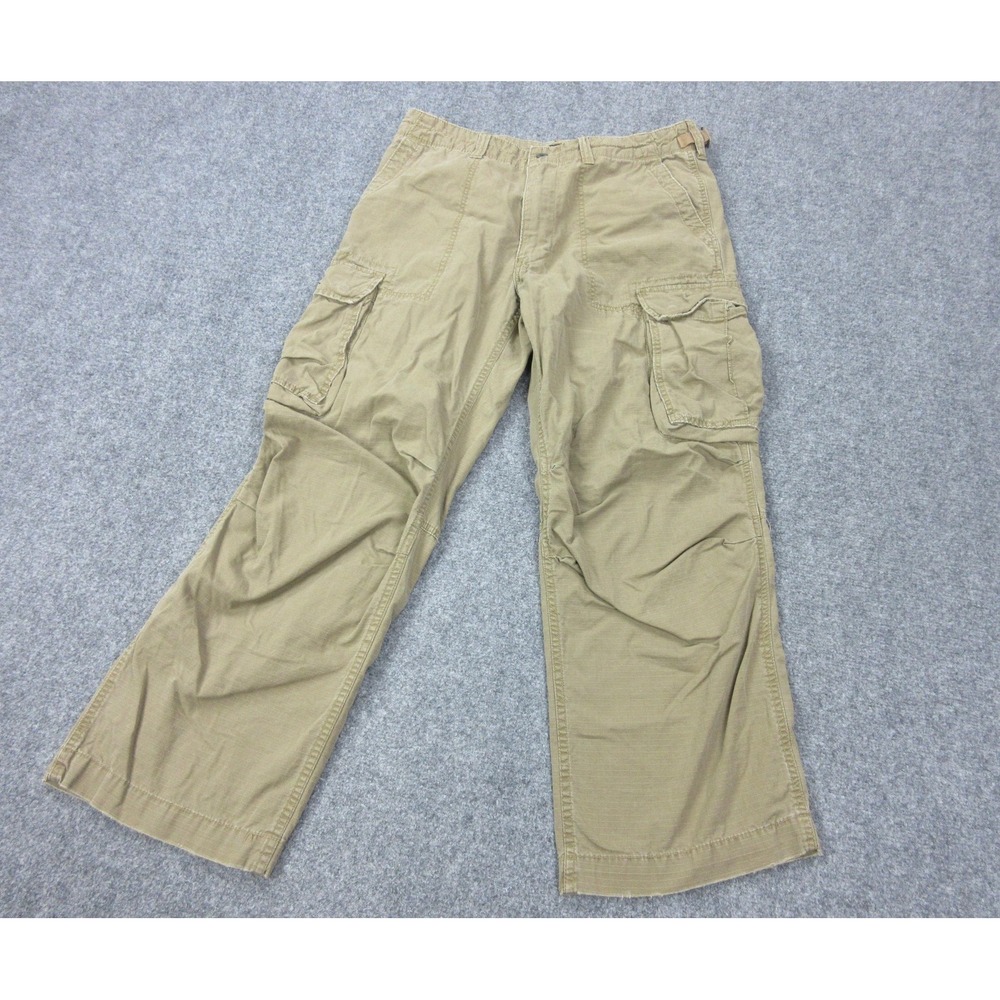 Vintage Polo Ralph Lauren Pants Mens 34x30 Beige‎ Cargo Ripstop Adjustable Waist